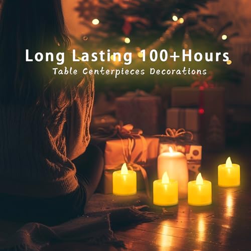 LANKER 24 Pack Flameless Led Tea Lights Candles, Flickering Warm Yellow Battery Operated Electronic Fake Candles, Decorations for Halloween and Festival Celebration (Yellow - 24Pack) - Image 5