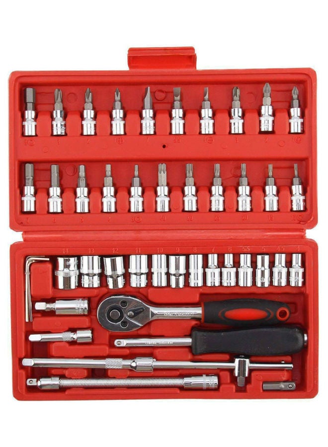 46 Piece Ratchet Wrench Socket Tools Set Multicolour - Image 2