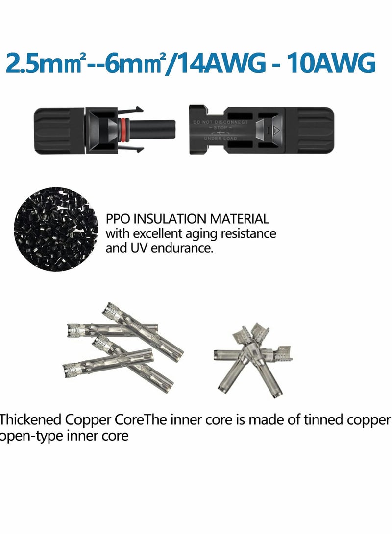 Barakah 12 Pieces Solar Connectors MC4 Panel Cable with Spanners IP67 Waterproof 6 Pairs Male Female 1000V 30A 14AWG 10AWG - Image 4