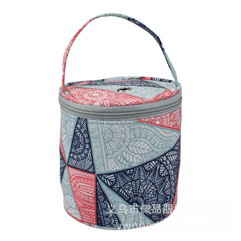 Cross-Border New Wool Storage Printed Bucket Bag Crochet Tools Home Storage Bag Manufacturer Whole(Orange leaves) - Image 3