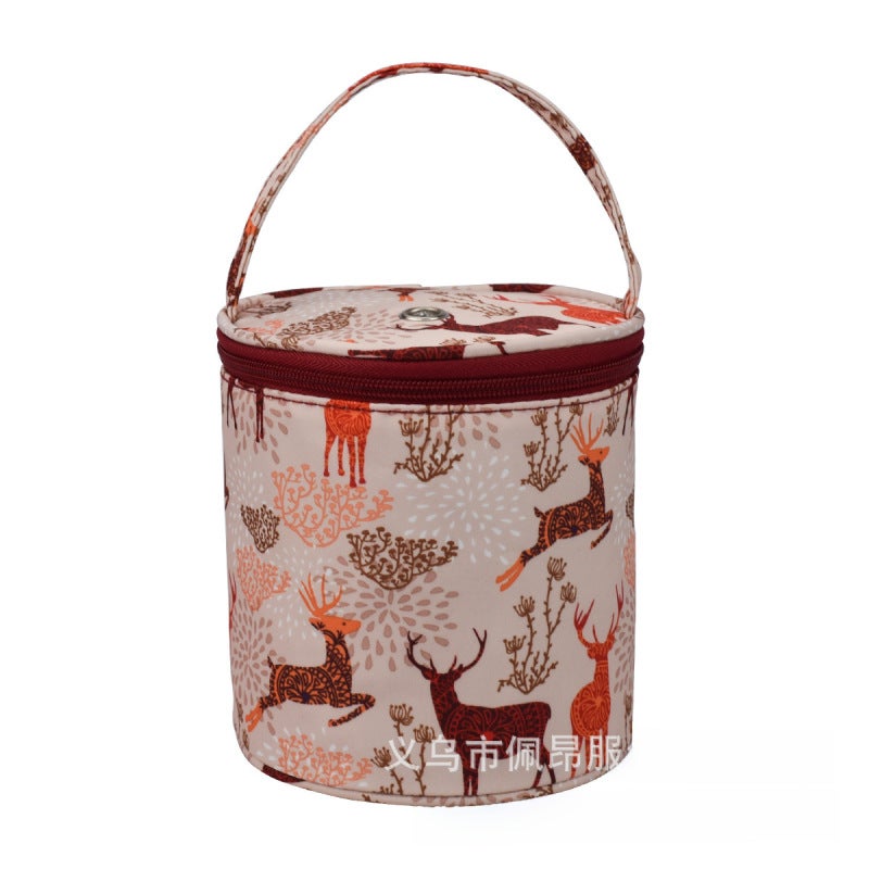 Cross-Border New Wool Storage Printed Bucket Bag Crochet Tools Home Storage Bag Manufacturer Whole(Orange leaves) - Image 4
