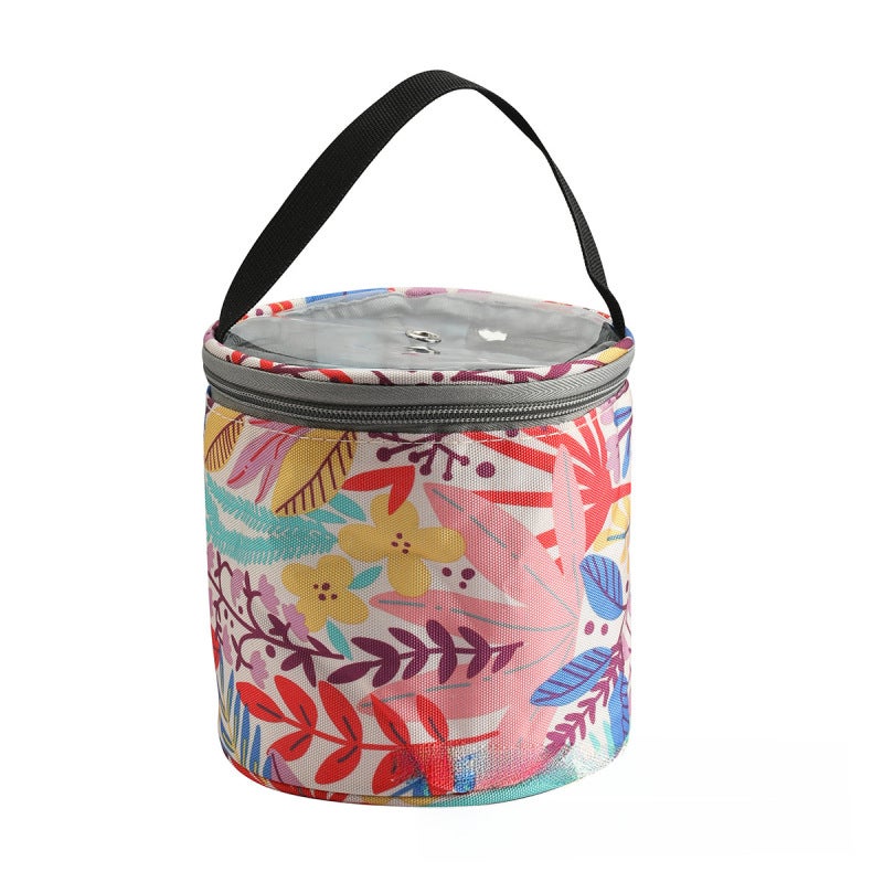 Cross-Border New Wool Storage Printed Bucket Bag Crochet Tools Home Storage Bag Manufacturer Whole(Orange leaves) - Image 1