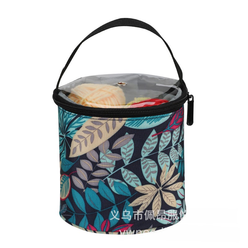 Cross-Border New Wool Storage Printed Bucket Bag Crochet Tools Home Storage Bag Manufacturer Whole(Orange leaves) - Image 5