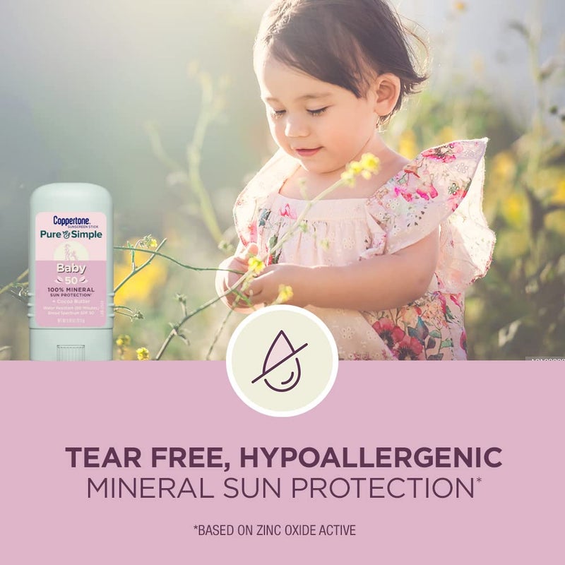 Coppertone Waterbabies Sunscreen Spray  Spf 50 Baby Sunscreen  Spray On 6 Oz And Pure Simple Stick  50  0.49 Bundle - Image 3