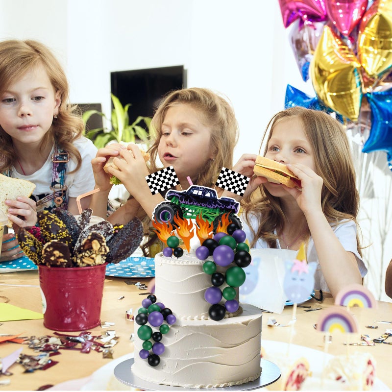 WinnerWhy 49 Pcs Monster Truck Car Cake Toppers Birthday Party Supplies Mini Balloons Cake Topper Sticks for Birthday Party Supplies, Boys' Theme Decoration - Image 3