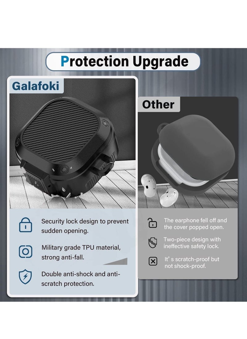 KASTWAVE - Upgrade Secure Lock Armor Cover Case  for Samsung Galaxy Buds 2 Pro Case(2022) /Galaxy Buds Pro Case(2021) /Galaxy Buds 2 Case (2021) /Galaxy Buds Live Case(2020)-Black - Image 1