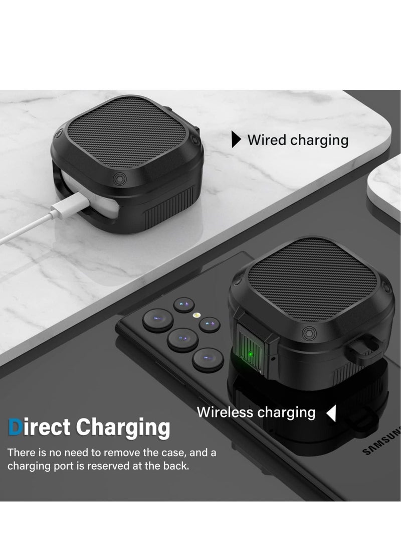 KASTWAVE - Upgrade Secure Lock Armor Cover Case  for Samsung Galaxy Buds 2 Pro Case(2022) /Galaxy Buds Pro Case(2021) /Galaxy Buds 2 Case (2021) /Galaxy Buds Live Case(2020)-Black - Image 1