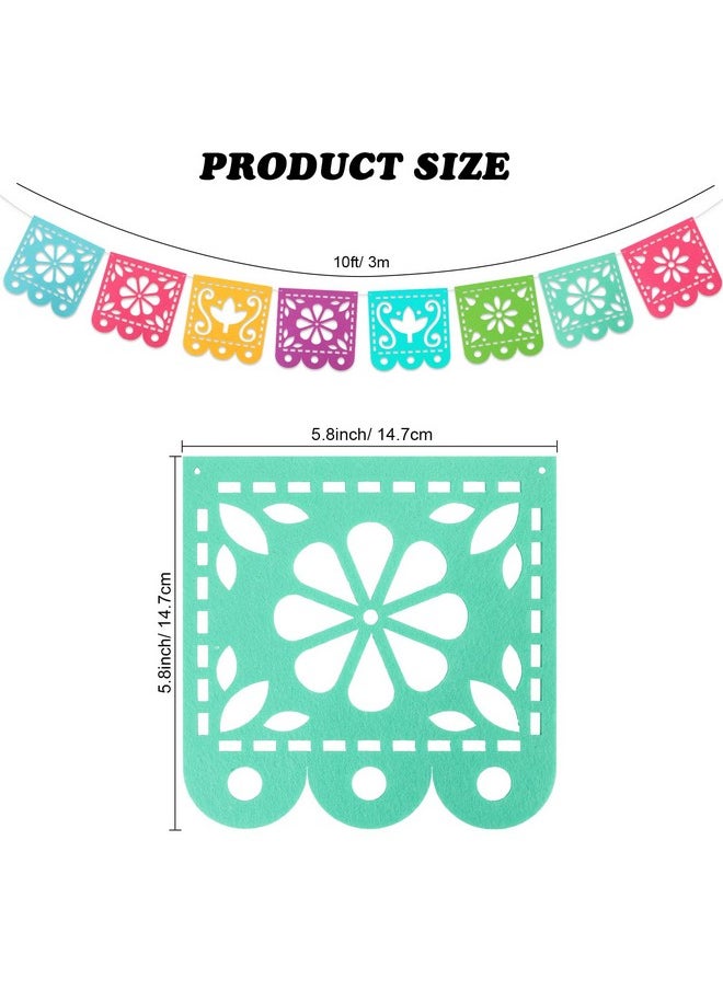 Qpout Qpout 2 Mexican Fiesta Party Decorations Banners, Felt Cinco de Mayo Decorations Banner, Day of The Dead Decor Papel Picado Banner, Dia De Los Muertos Garlands, Fiesta Birthday Baby Shower Flags  - Image 2