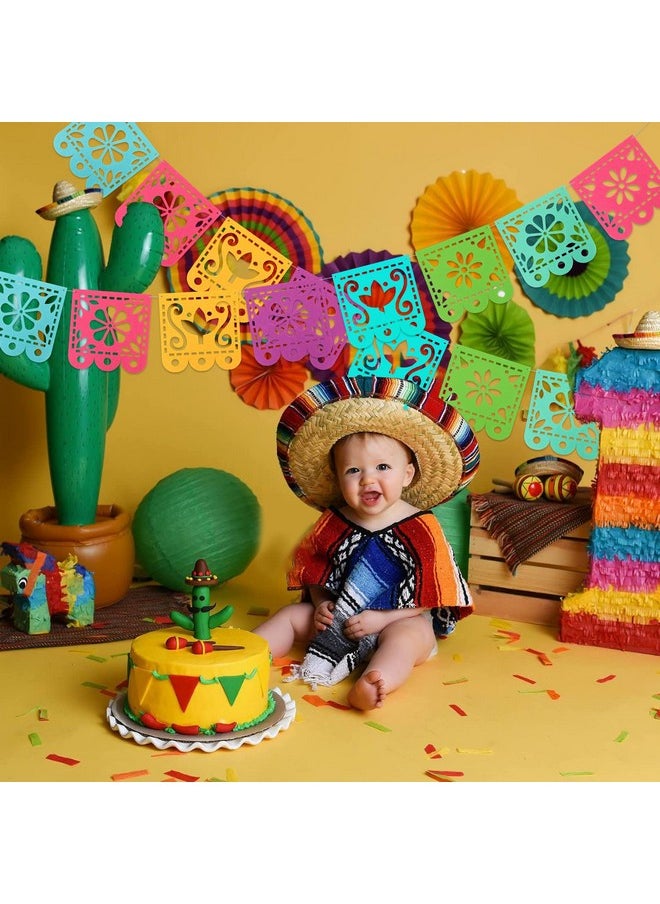 Qpout Qpout 2 Mexican Fiesta Party Decorations Banners, Felt Cinco de Mayo Decorations Banner, Day of The Dead Decor Papel Picado Banner, Dia De Los Muertos Garlands, Fiesta Birthday Baby Shower Flags  - Image 5
