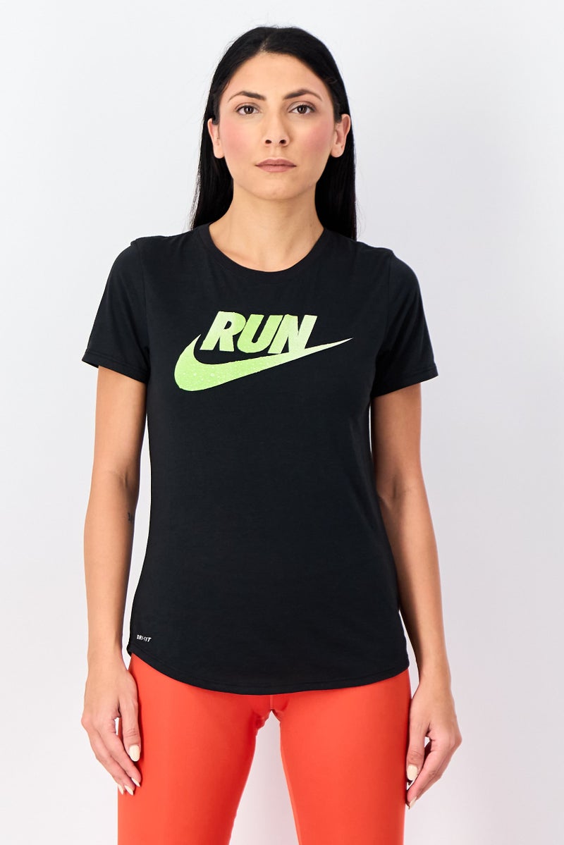 Nike Women Dri-Fit Short Sleeve Running T-Shirt, Black - Image 1