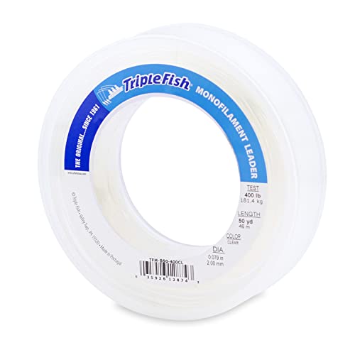 Triple Fish Monofilament Leader, 400 lb / 181.4 kg Test, .079 in / 2.00 mm Dia, Clear, 50 yd / 46 m - Image 1