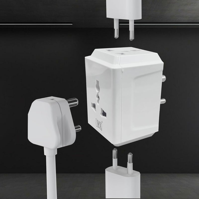 MX 3 Pin Universal Travel Adapter | Multi-Plug Socket for 2-Pin & 3-Pin Devices | 3-Way Outlet, 250V Max | Compatible with Laptops, Mobiles, Home & Office - Image 2