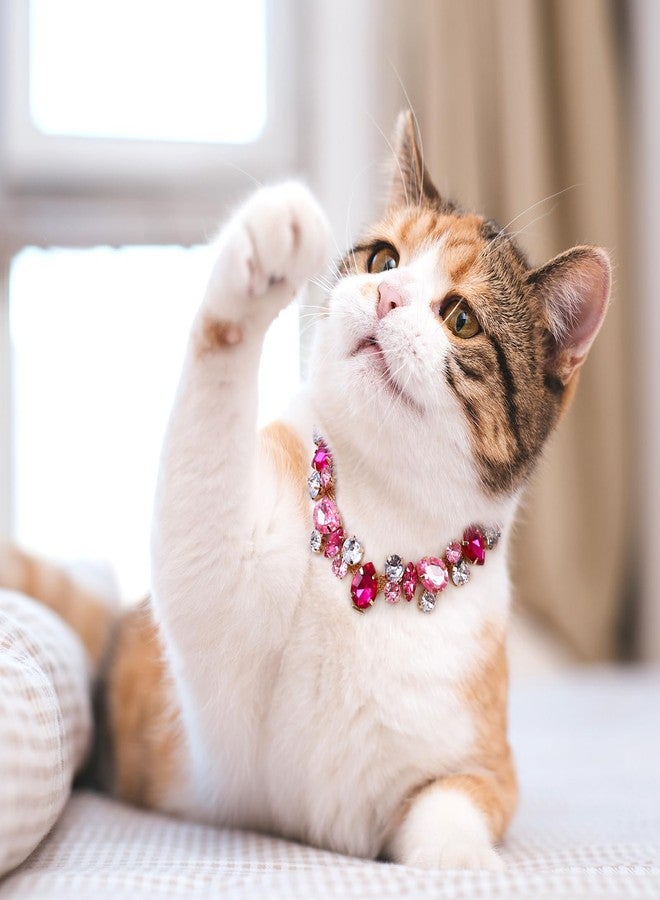 HOWWFALY Dog Collar and Cat Collar Gold Chain Necklace Stainless Steel Adjustable Pink Diamonds Collar with Cute Pet Paw for Small Medium Pets Cats Dogs Kitten Puppy(Pink, L) - Image 5