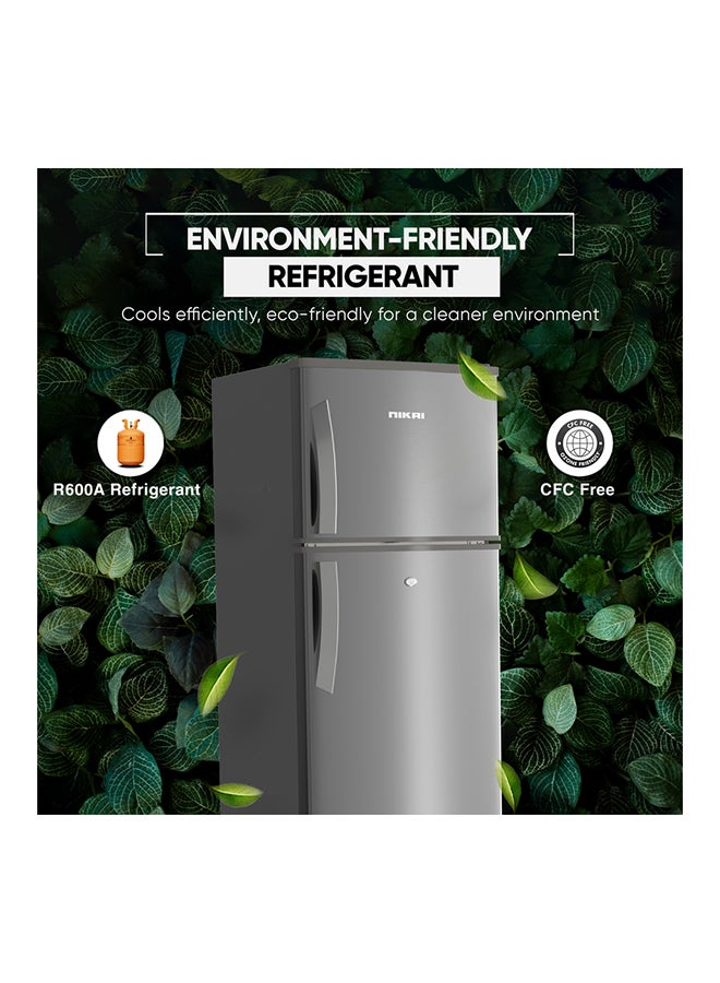 NIKAI 450L Gross / 311 Net, Double Door Refrigerator, With Vegetable Crisper And Adjustable Glass Shelves, Convenient Defrosting And Temperature Control, Ideal For Kitchen, Bedroom, Office And Hotels 450 L 584 kW NRF450DN5S Grey - Image 5