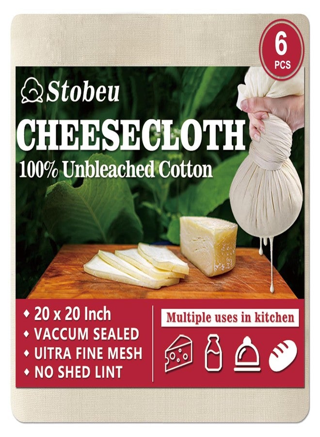 Stobeu 6Pcs Cheese cloths,Reusable Grade 100 Cheesecloth for Straining,Ultra Fine Mesh Cheese Cloth for Cooking,20x20 Inch Pure Unbleached Cotton Cloth Strainer for Juicing,Baking,Cheese Making (6PCS 20x20") - Image 1