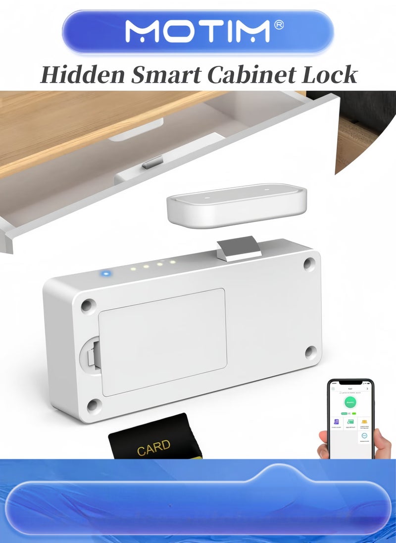 Motim Hidden Smart Cabinet Lock RFID Electronic Keyless Bluetooth DIY Child Safety Lock for Concealment Furniture Liquor Cabinet Locker Pantry Drawer Cupboard  - Image 1