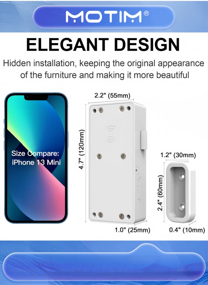 Hidden Smart Cabinet Lock RFID Electronic Keyless Bluetooth DIY Child Safety Lock for Concealment Furniture Liquor Cabinet Locker Pantry Drawer Cupboard
