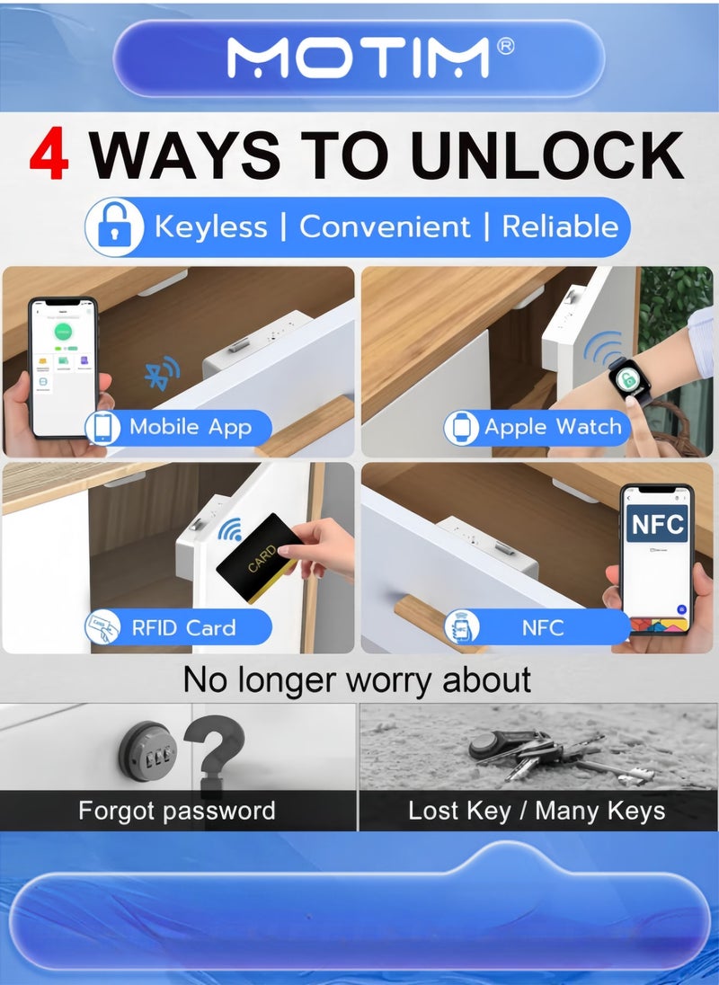 Motim Hidden Smart Cabinet Lock RFID Electronic Keyless Bluetooth DIY Child Safety Lock for Concealment Furniture Liquor Cabinet Locker Pantry Drawer Cupboard  - Image 3