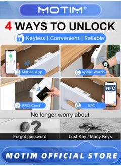 Motim Hidden Smart Cabinet Lock RFID Electronic Keyless Bluetooth DIY Child Safety Lock for Concealment Furniture Liquor Cabinet Locker Pantry Drawer Cupboard  - Image 3