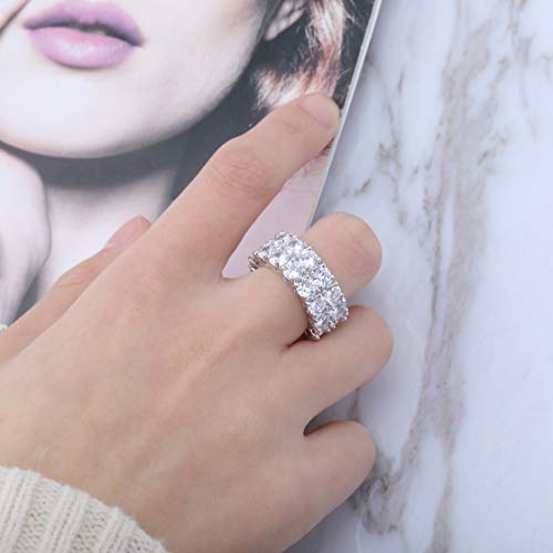 TOPGRILLZ Rings for Men - Men's 14K Gold Plated Brass, Chunky Faux Diamond Band Ring for Women, Unisex, 9mm - 2 Rows Round Cubic Zirconia Eternity (Gols,9) - Image 5