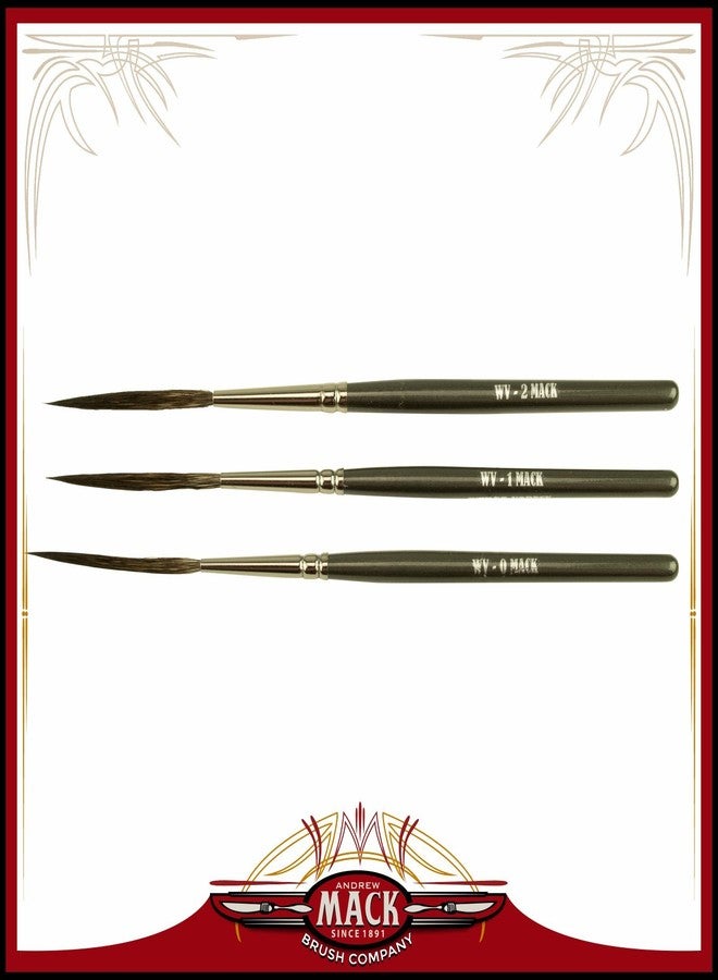 Mack Brush Set of 3 Sizes 0-2 Wizard Vortex Scroll Pinstriper Blue Squirrel Grey Handle Brush - Image 2