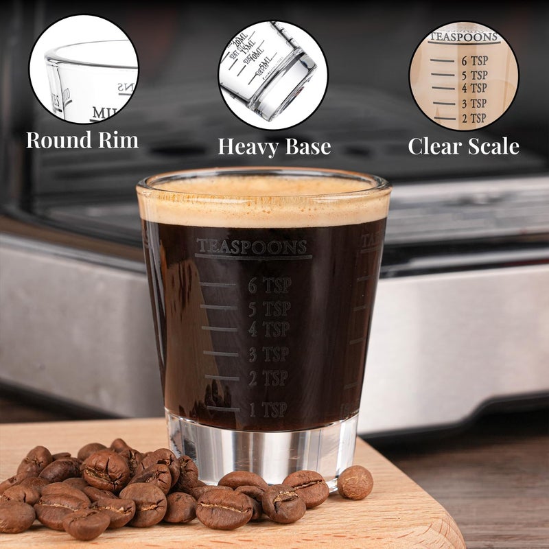 BCnmviku Shot Glasses Measuring cup Espresso Shot Glass Liquid Heavy Glass Wine Glass 26-Incremental Measurement 1oz, 6 Tsp, 2 Tbs, 30ml By (2 pack-Black + 2 pack-Red) - Image 4