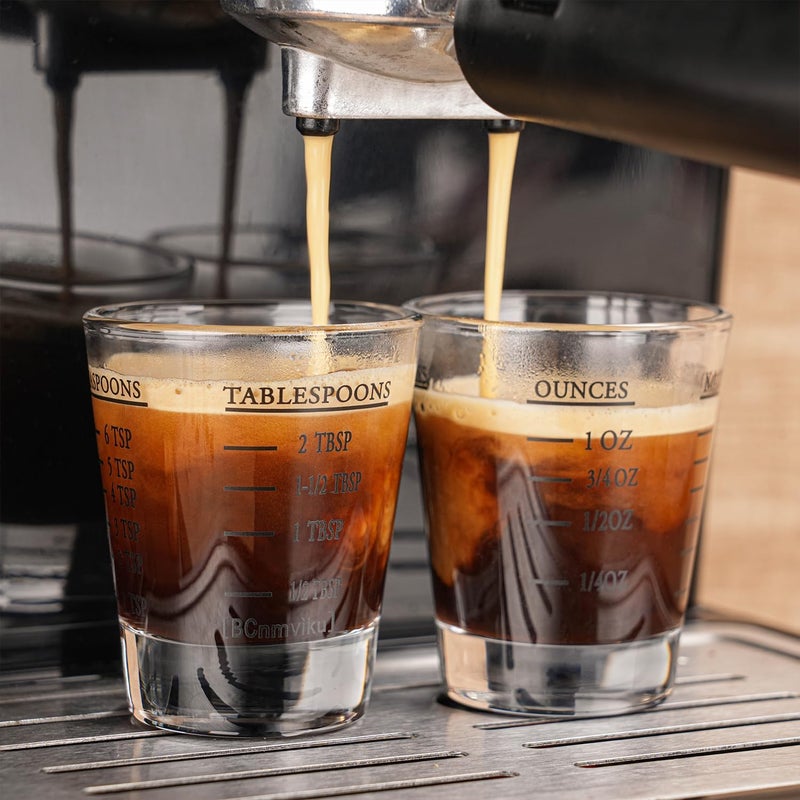 BCnmviku Shot Glasses Measuring cup Espresso Shot Glass Liquid Heavy Glass Wine Glass 26-Incremental Measurement 1oz, 6 Tsp, 2 Tbs, 30ml By (2 pack-Black + 2 pack-Red) - Image 5