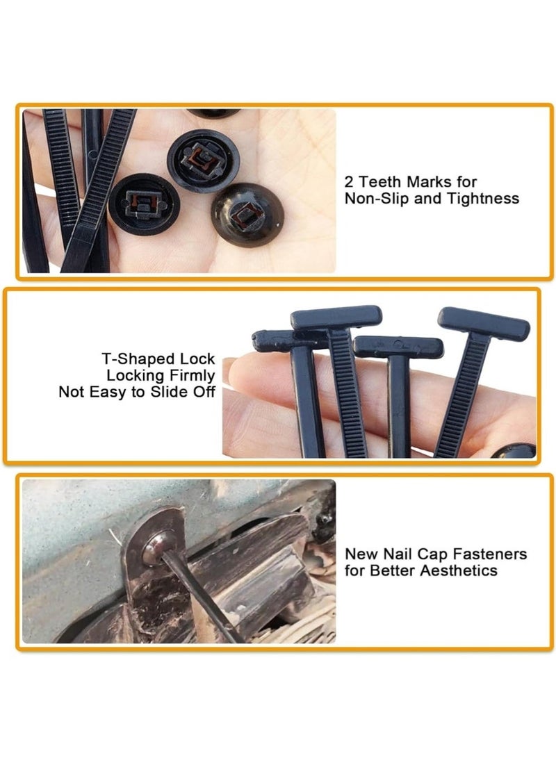 LIMOS Cable Tie Buckles 100 Pack - Heavy Duty Nylon Zip Ties with Pin & Button Design - Universal Car Repair Clips for Bumper, Fender, Engine Guard & Trunk - 3.45" Self-Locking Fasteners - Image 2