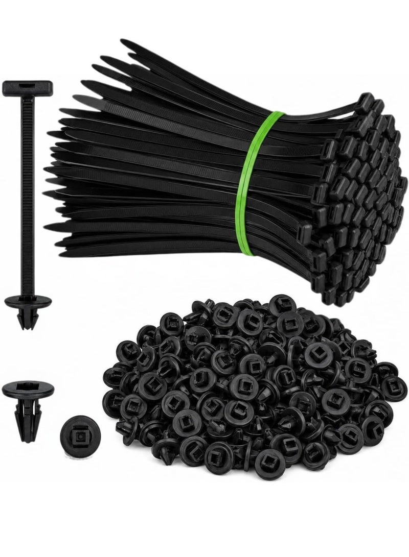 LIMOS Cable Tie Buckles 100 Pack - Heavy Duty Nylon Zip Ties with Pin & Button Design - Universal Car Repair Clips for Bumper, Fender, Engine Guard & Trunk - 3.45" Self-Locking Fasteners - Image 1