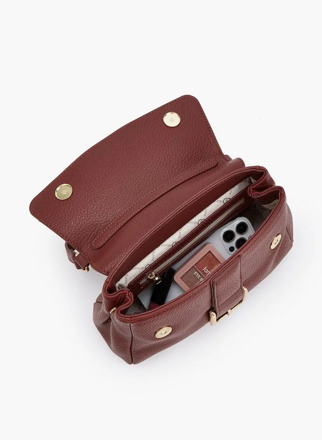 Celeste RED Textured Crossbody Bag With Button Closure for Women | Best Price UAE