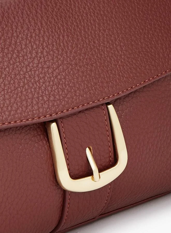 Celeste RED Textured Crossbody Bag With Button Closure for Women | Best Price UAE