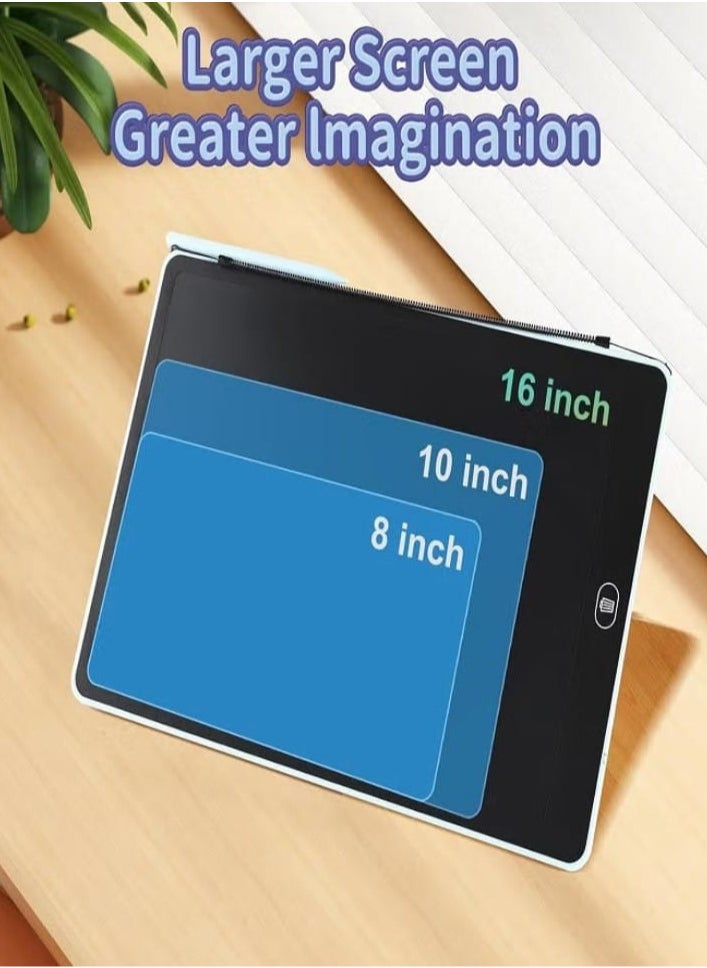 16 Inch LCD Writing Tablet for Kids, Colorful Drawing Board for Kids, Erasable and Reusable Electronic Drawing Board, LCD Drawing Tablet for Toddlers - Blue