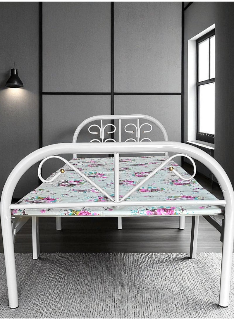 رينوفو سرير فردي قابل للطي ومنصة معدنية من الفولاذ عالي التحمل مقاس 190 × 90 سم، إطار سرير محمول مع إعداد مجاني للأدوات، لون أبيض من رينوفو - Image 5