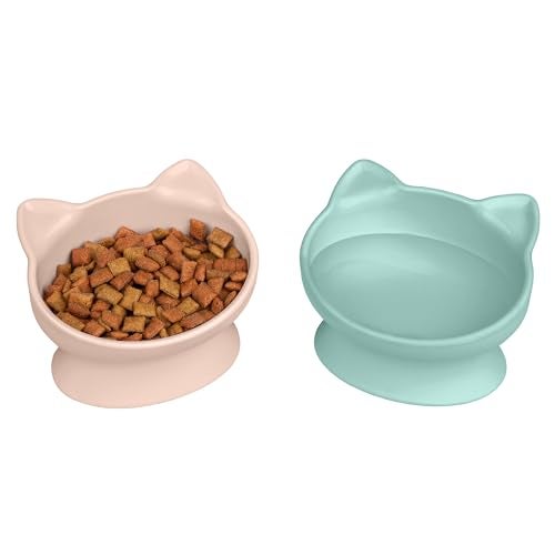 Kitty City Raised Cat Ear Bowls, Small Bowls 2pk (Pastel) - Image 1