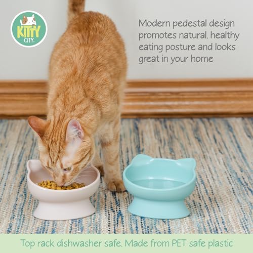 Kitty City Raised Cat Ear Bowls, Small Bowls 2pk (Pastel) - Image 2