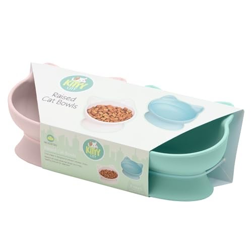 Kitty City Raised Cat Ear Bowls, Small Bowls 2pk (Pastel) - Image 5