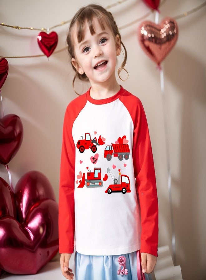 Geoyune Boys Valentines Shirt Kids Toddler Girls Love Hearts T-Shirt Tops Outfit Clothes 2-7 Years, Construction Truck#2, 5 Years - Image 5
