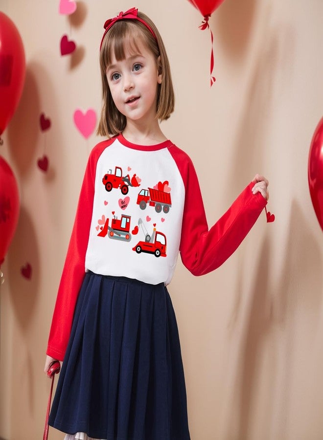 Geoyune Boys Valentines Shirt Kids Toddler Girls Love Hearts T-Shirt Tops Outfit Clothes 2-7 Years, Construction Truck#2, 5 Years - Image 2