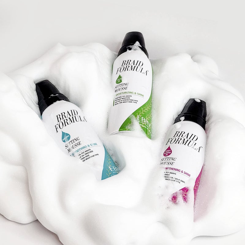 EBIN NEW YORK Braid Formula Setting Mousse Olive Oil | Lightweight Braid Foam for Braids, Twists & Locs | Moisturizing & Shine | Anti-Frizz Quick-Dry Formula | 2.7 Fl Oz - Image 3