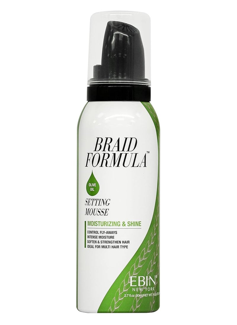 EBIN NEW YORK EBIN NEW YORK Braid Formula Setting Mousse (2.7 oz, Olive Oil)  - Image 1