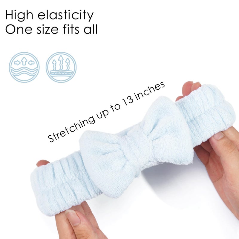 Ayesha Blue Spa Headband and Wristband Set for Skincare Makeup Headband Wrist Cuffs for Washing Face Bubble Skincare Hairband for Women Girls (Blue set) - Image 5