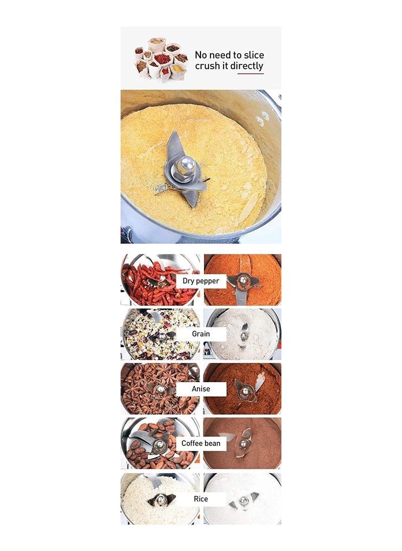 LETWOO - LETWOO 1000g Electric Grain Grinder Spice Grain Mill Stainless Steel 20s 3000 Power High Speedy Grinding with Overload Protection& 5min Timer Mill for Dry Spice Herbs/Nut/Coffee/ Rice - Image 1