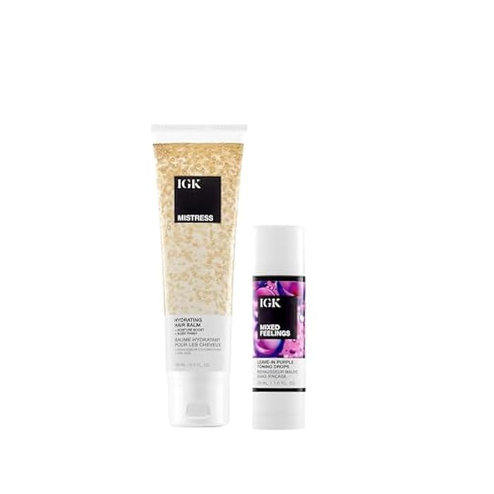 IGK Mistress Hydrating Hair Balm + Mixed Feelings Leave-In Blonde Toning Drops | Tone Brassy Hair, Nourish, + Fight Frizz | 5 oz + 1 oz - Image 1