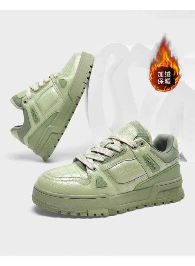 Cabbeen Men's Shoes Autumn And Winter New Trend Original Round Toe Lace-up Sneakers Deconstruction Style Plaid Casual Shoes Fleece Warm Cotton Shoes Men - Image 1