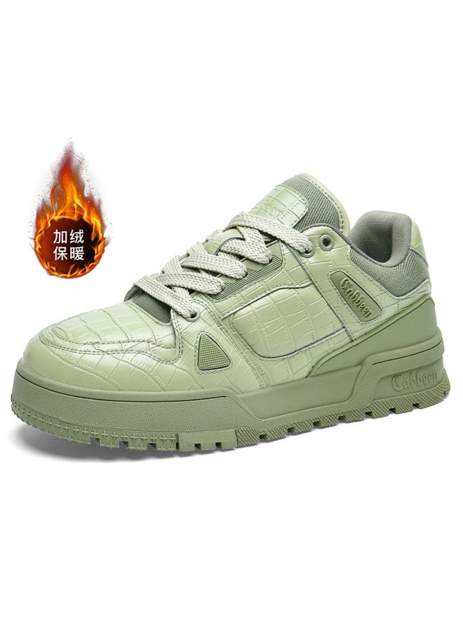 Cabbeen Men's Shoes Autumn And Winter New Trend Original Round Toe Lace-up Sneakers Deconstruction Style Plaid Casual Shoes Fleece Warm Cotton Shoes Men - Image 5