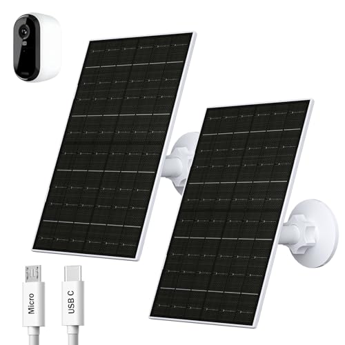 VUEBEE 7W Solar Panel for Arlo Essential 2K 2nd Gen Essential XL Spotlight Cameras USBC Solar Charger for 5V Battery Cameras IP66 Waterproof 360 Adjustable Mount 98ft Cable 2 Pack - Image 1