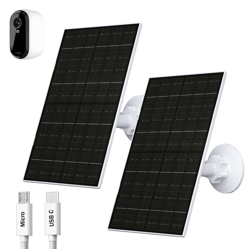 VUEBEE 7W Solar Panel for Arlo Essential 2K 2nd Gen Essential XL Spotlight Cameras USBC Solar Charger for 5V Battery Cameras IP66 Waterproof 360 Adjustable Mount 98ft Cable 2 Pack - Image 2