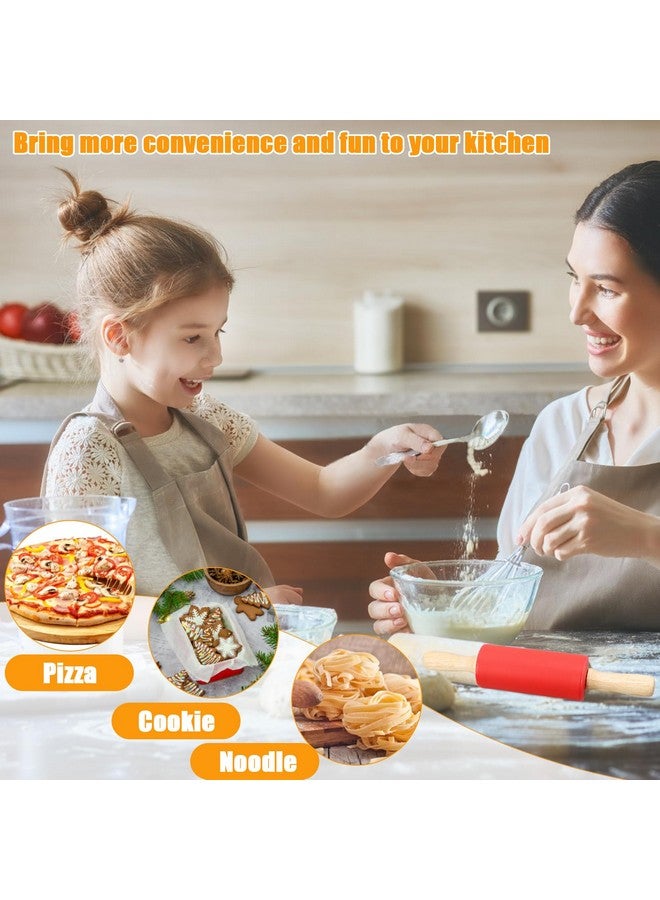 Tinsky 10Pcs 9 Inch Silicone Small Rolling Pin for Kids Wooden Rolling Pins for Baking Mini Rolling Pin Silicone 5 Colors Wooden Handle Rolling Pin for Kitchen Cake Baking Cookie - Image 4