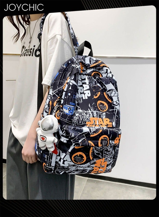 Joychic حقيبة ظهر مدرسية مقاومة للماء من قماش الجرافيتي، حقيبة كرتونية كبيرة السعة للطلاب، حقيبة مدرسية للفتيات والفتيان المراهقين - Image 1