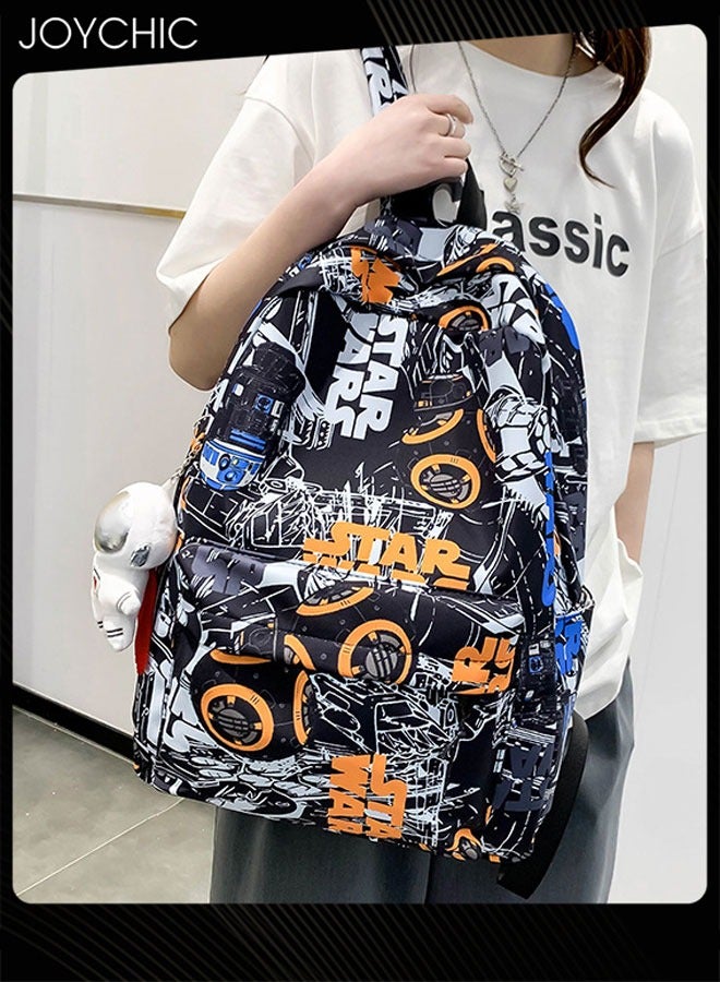 Joychic حقيبة ظهر مدرسية مقاومة للماء من قماش الجرافيتي، حقيبة كرتونية كبيرة السعة للطلاب، حقيبة مدرسية للفتيات والفتيان المراهقين - Image 3
